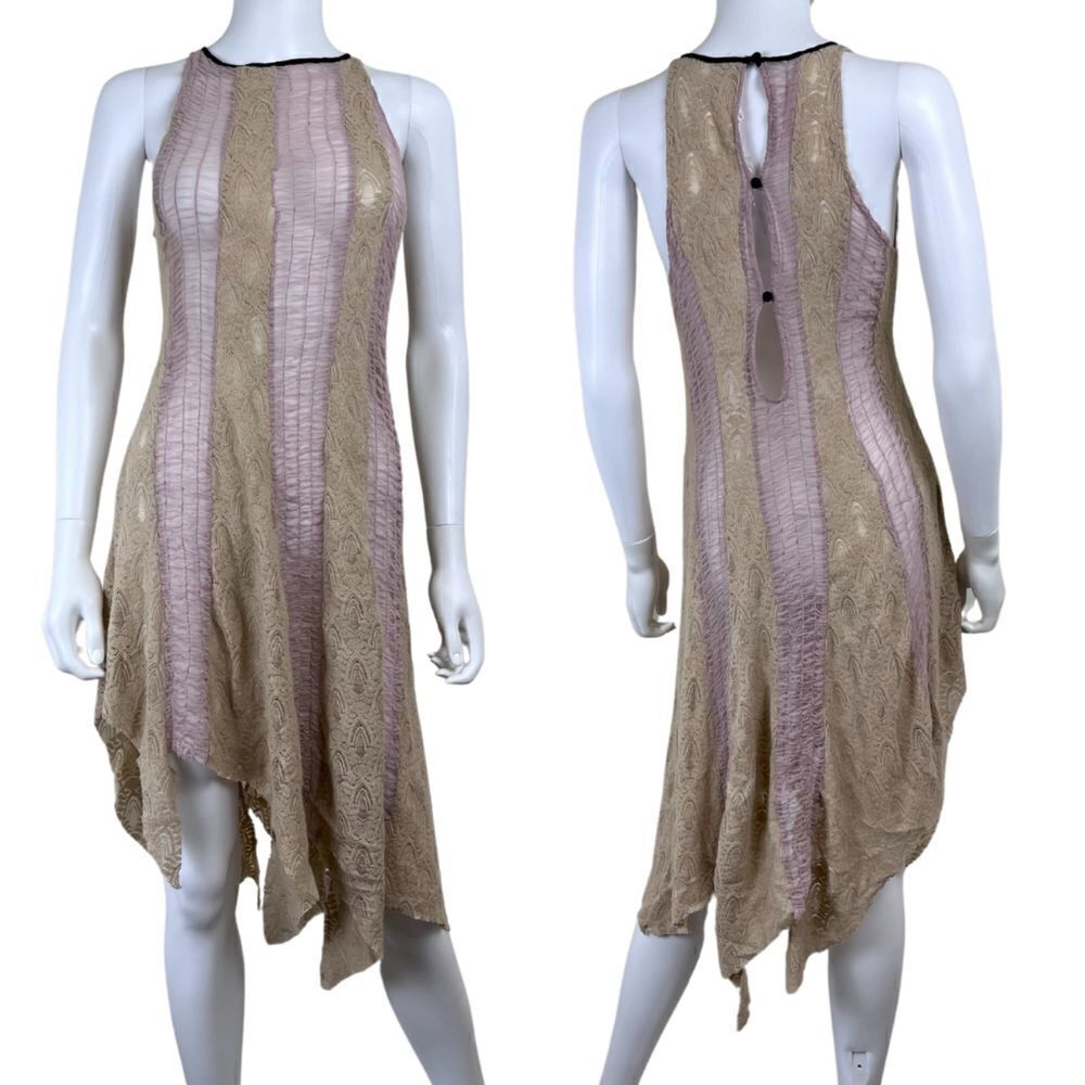 Free People Women Size XS Pullover Sheer Mesh Asymmetrical Tunic NEW Dress Boho